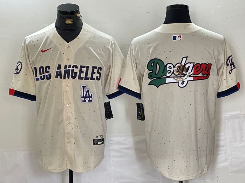 Men Los Angeles Dodgers Blank Cream Fashion Nike Game MLB Jersey style 4